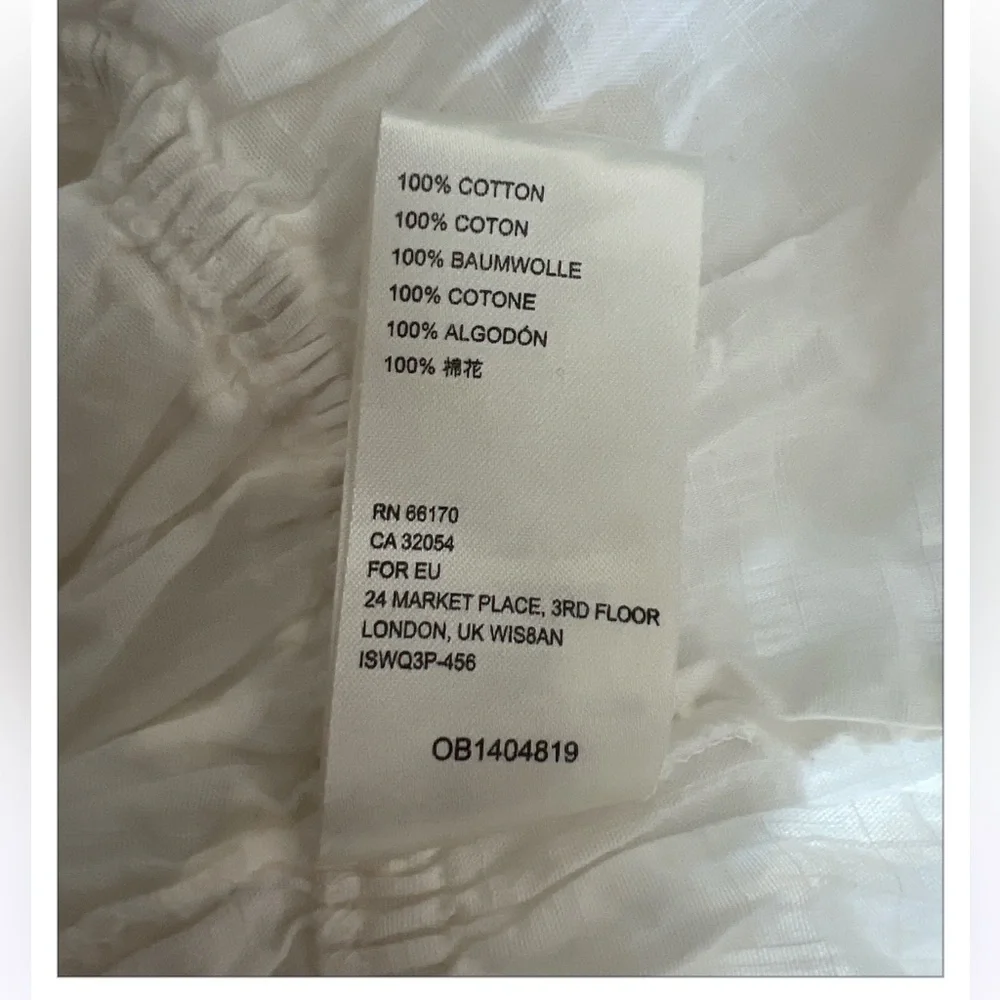 Free People Puff Sleeve Peplum Crop Top White Cotton‎ Size L Boho Cottagecore